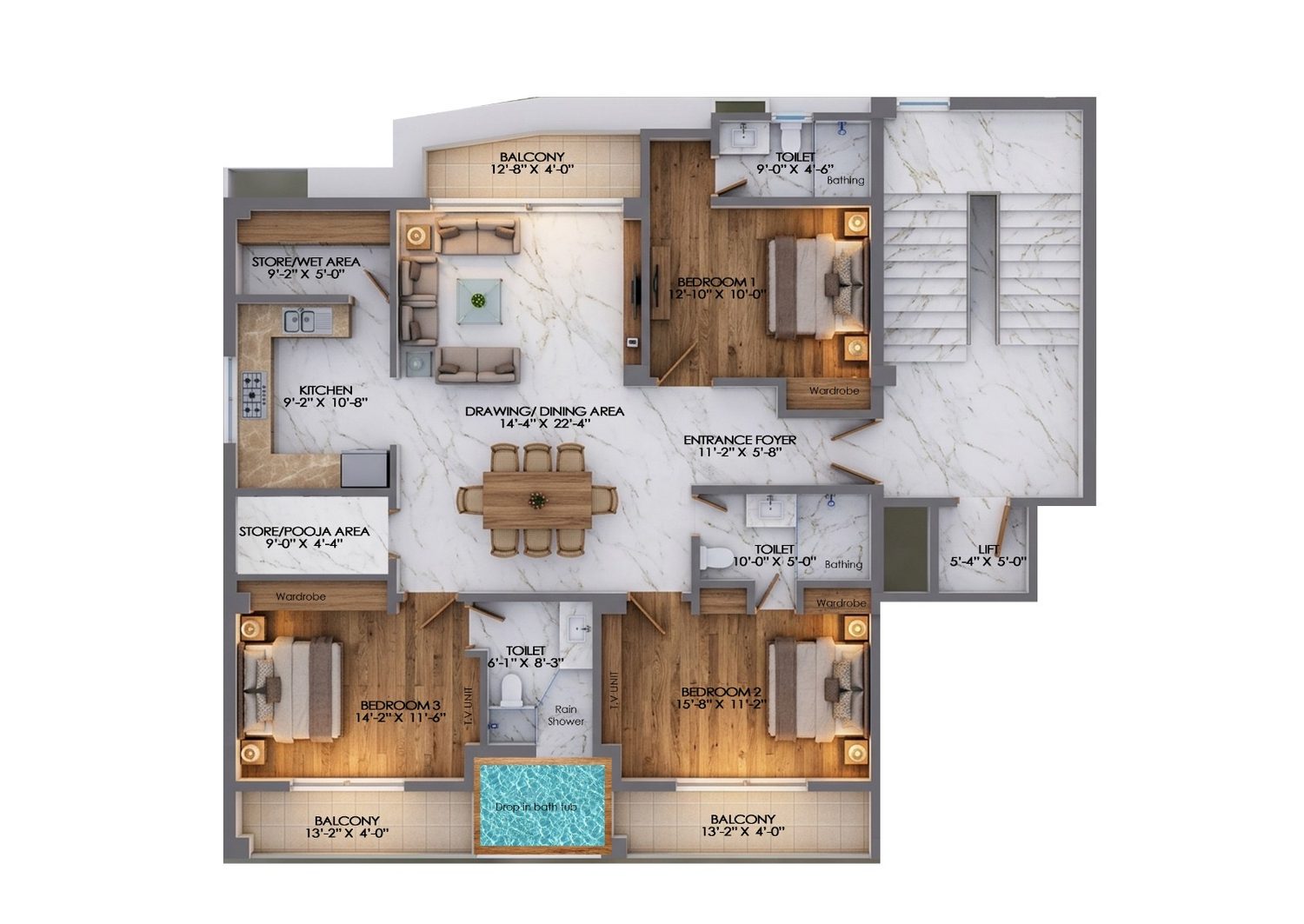 Block A corner residence floor plan